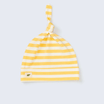 Top Knot Cap - Yellow Classic Stripe - 0-6m - Knot Hat