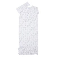 Ruffle Gown - Grey Doodle