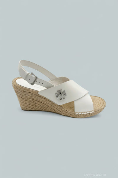 Turnlock Espadrille Wedge Sandals - White - 9.5 - Sandals