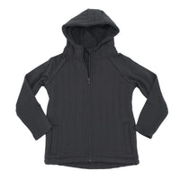 French Terry Hooded Jacket - Charcoal Black