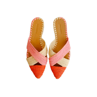 Venus Raffia Mule Rose