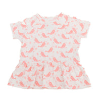 Ruffle Bottom Tee - Narwhal Pink