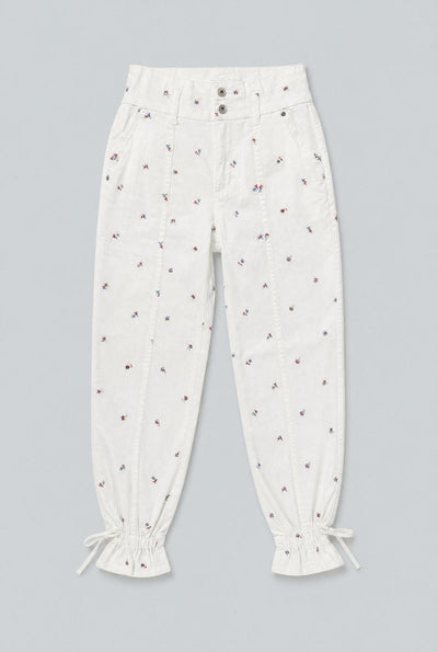 Sylvia Denim Pants With Tie - White