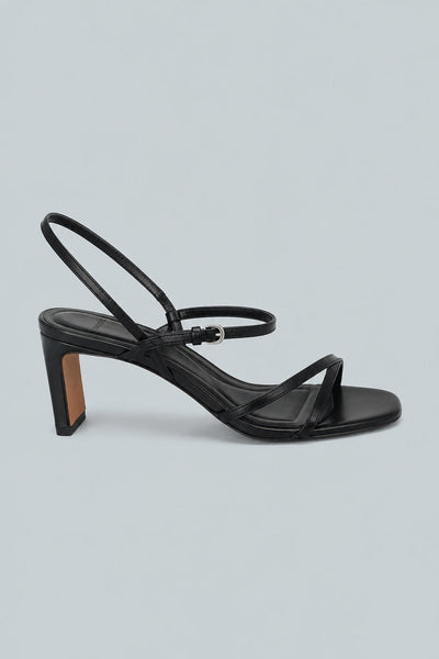 Women's Marcela Leather Heeled Sandal - Black