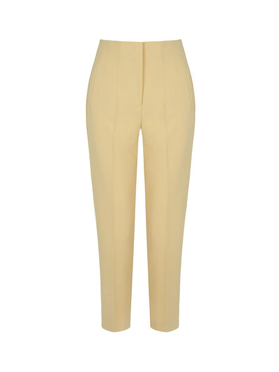 Pleated High-Waisted Pants - Yellow