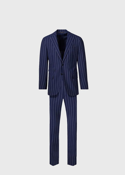 Super 130s Stripe Suit - Blue