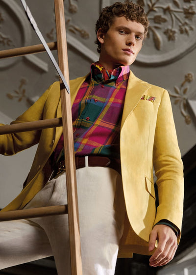 Linen Plaid Sport Shirt - Red