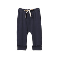 Cotton Drawstring Pants - Navy