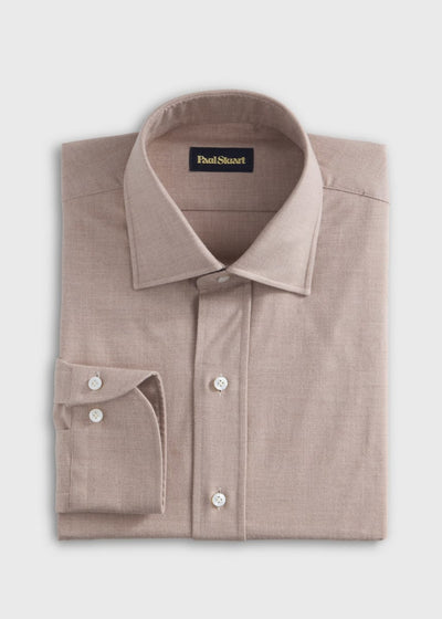 Brushed Cotton Sport Shirt - Tan - Collared Shirt