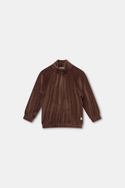 Velour sweatshirt - Brown - Zip-up Sweatshirt