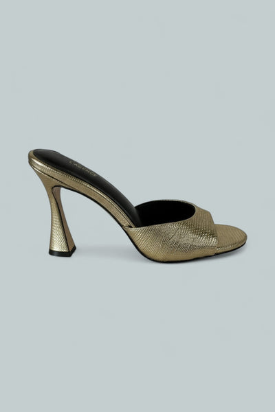 Women's Avery Slide High Heel Sandals - Gold Lizard