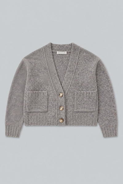 Cropped Cardigan Gray - Gray Donegal