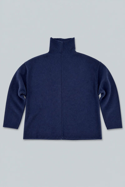 Turtleneck With Piping Details - Navy
