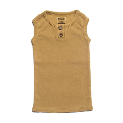 Organic Vintage Henley Tank - Ochre - Henley