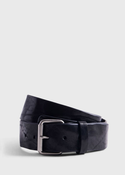 Wide Vintage Leather Belt - Black - Belt