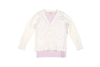 Sam V Neck Cardigan Bicolor - White / Pink