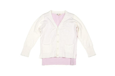Sam V Neck Cardigan Bicolor - White / Pink