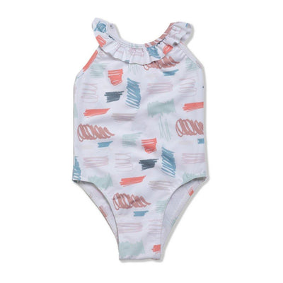 Scribble Girl Swimsuit - Natural / Scribble - One Piece Swim