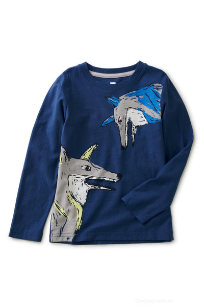 Wolf Howl Graphic Tee - Regatta Blue - T-shirt