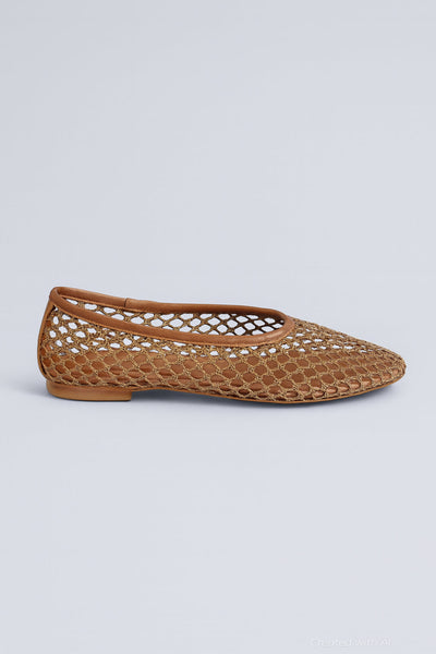 Women’s Alba Net Ballet Flats - Tan Netting - Flats