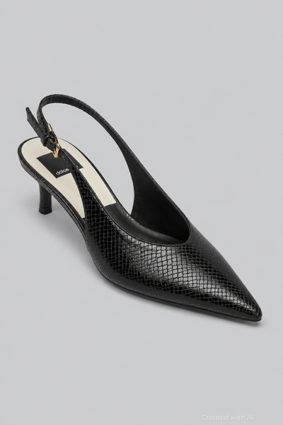 Women’s Alenna Slingback Pumps - Noir Embossed - Slingback