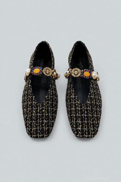 Women’s Amarissa 2 Embellished Flats - Black/Gold - 7.5 - Flats
