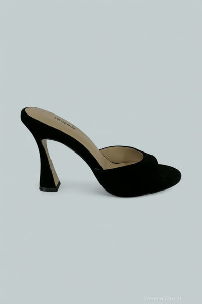 Women’s Avery Slide High Heel Sandals - Black Suede - 7 - Sandal