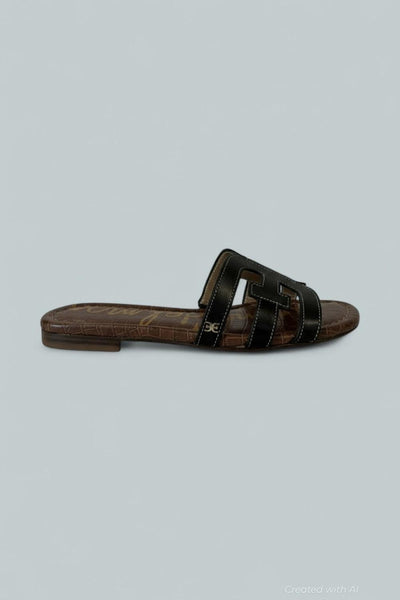 Women’s Bay Slide Sandals - Black Leather - 7.5 - Sandals