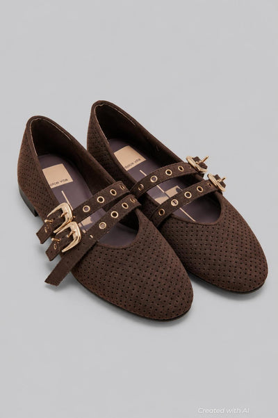 Women’s Baylee Grommet Mary Jane Flats - Dark Brown - Mary Jane