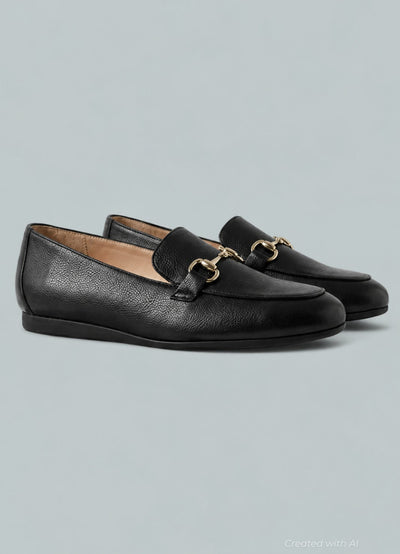 Women’s Bethany Flats - Black Leather - Loafers