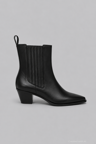 Women’s Bryn Pointed Booties - Black Leather - 9.5 - Bootie