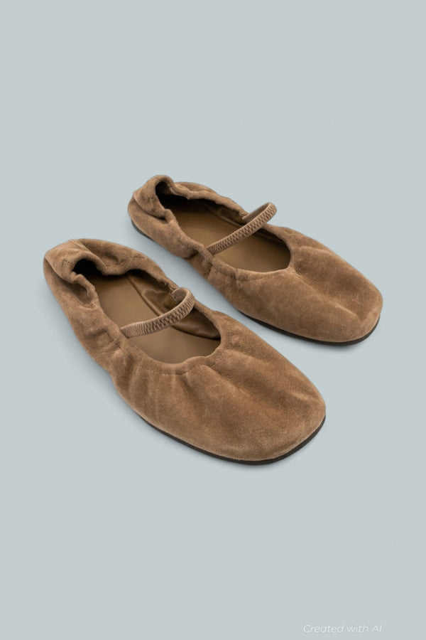 Women’s Buffy Ruched Suede Ballet Flats - Farro Suede - Flats