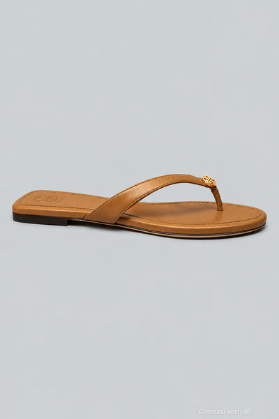 Women’s Capri Leather Flip Flop Sandals - Caramel - Flip Flop