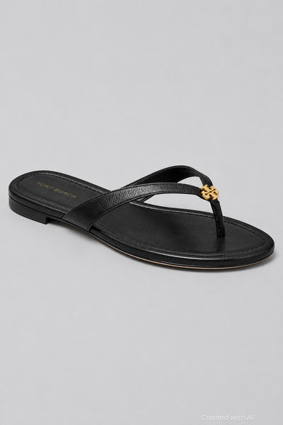 Women’s Capri Leather Flip Flops - Perfect Black - 9.5 - Flip Flop