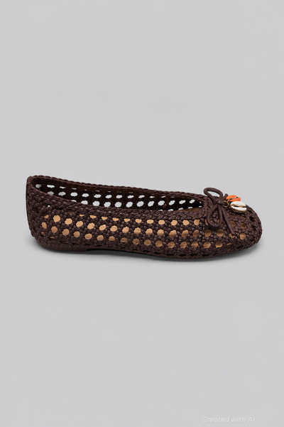 Women’s Cason Charm Woven Flats - Dark Brown Woven Leather - Flats