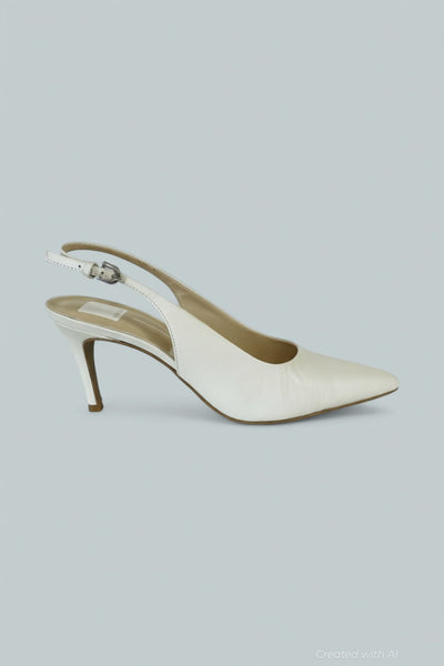 Women’s Elasi Slingback Pumps - White Leather - 10 - Pumps