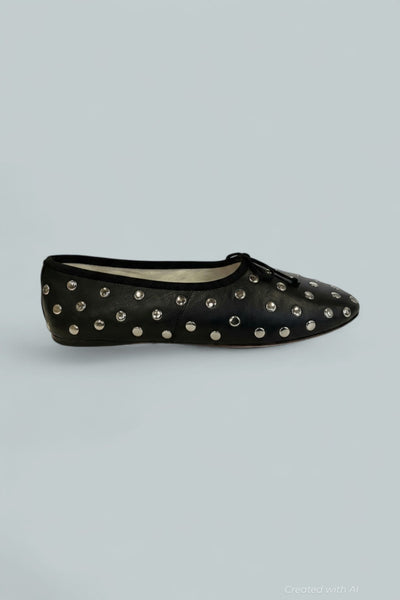 Women’s Embellished Flats - Black Satin - 7.5 - Flats