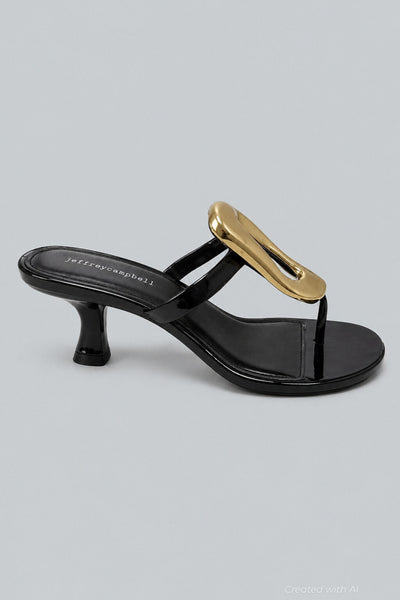Women’s Embellished Jelly Thong Sandals - Black Gold - Flip Flop