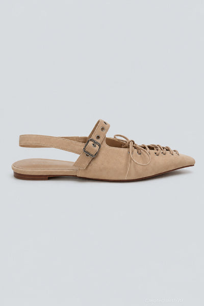 Women’s Geralt Tie Slingback Flats - Beige Suede - Slingback