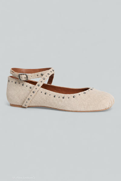 Women’s Grace Gems Ballet Flats - Sand Hairy Suede - EU 38 US WOMENS 8 M - Flats