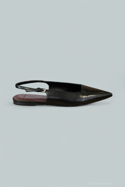 Women’s Gracy Leather Slingback Flat - Black - 9 - Slingback