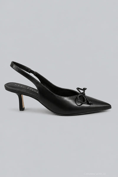 Women’s Gretel Leather Slingback Pumps - Black - Slingback