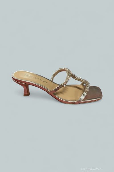 Women’s Griffon Kitten Heel Sandals - Platinum - 8 - Sandals