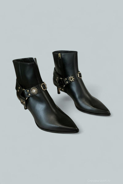 Women’s Haden Embellished Leather Booties - Black Calf - 8.5 - Boot