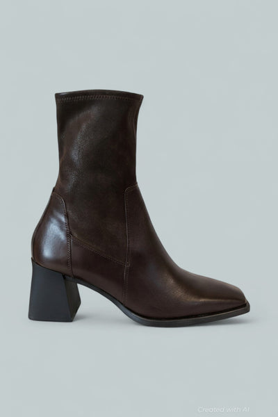 Women’s Hedda Square Toe Ankle Boots - Chocolate - 9 US / 39 EU - Bootie