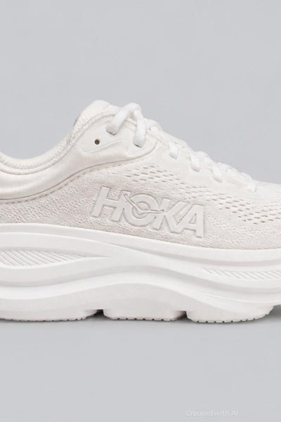 Women’s HOKA Bondi 9 Running Shoes - White/White - 7.5 - Sneaker