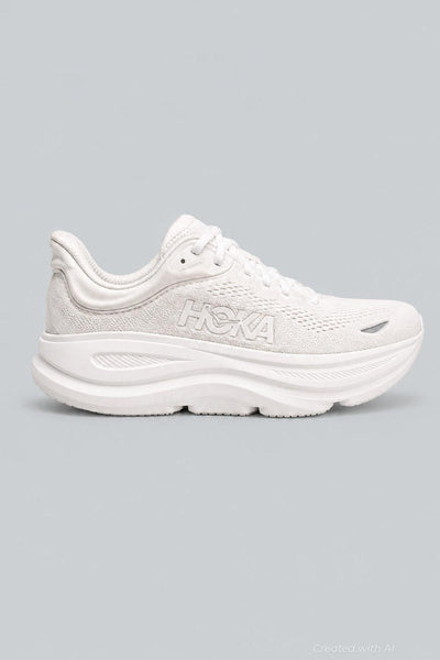 Women’s HOKA Bondi 9 Running Shoes - White/White - 7.5 - Sneaker