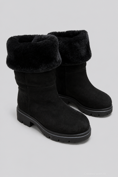 Women’s Hudson Shearling Booties - Black - 105 - Bootie