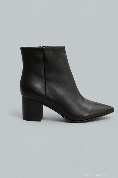 Women’s Jarli Pointy Ankle Booties - Black Leather - 7 M - Bootie
