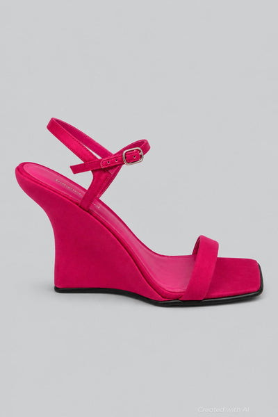 Women’s Kassandra Wedge Sandals - Fuchsia Satin - 8.5 - Sandal